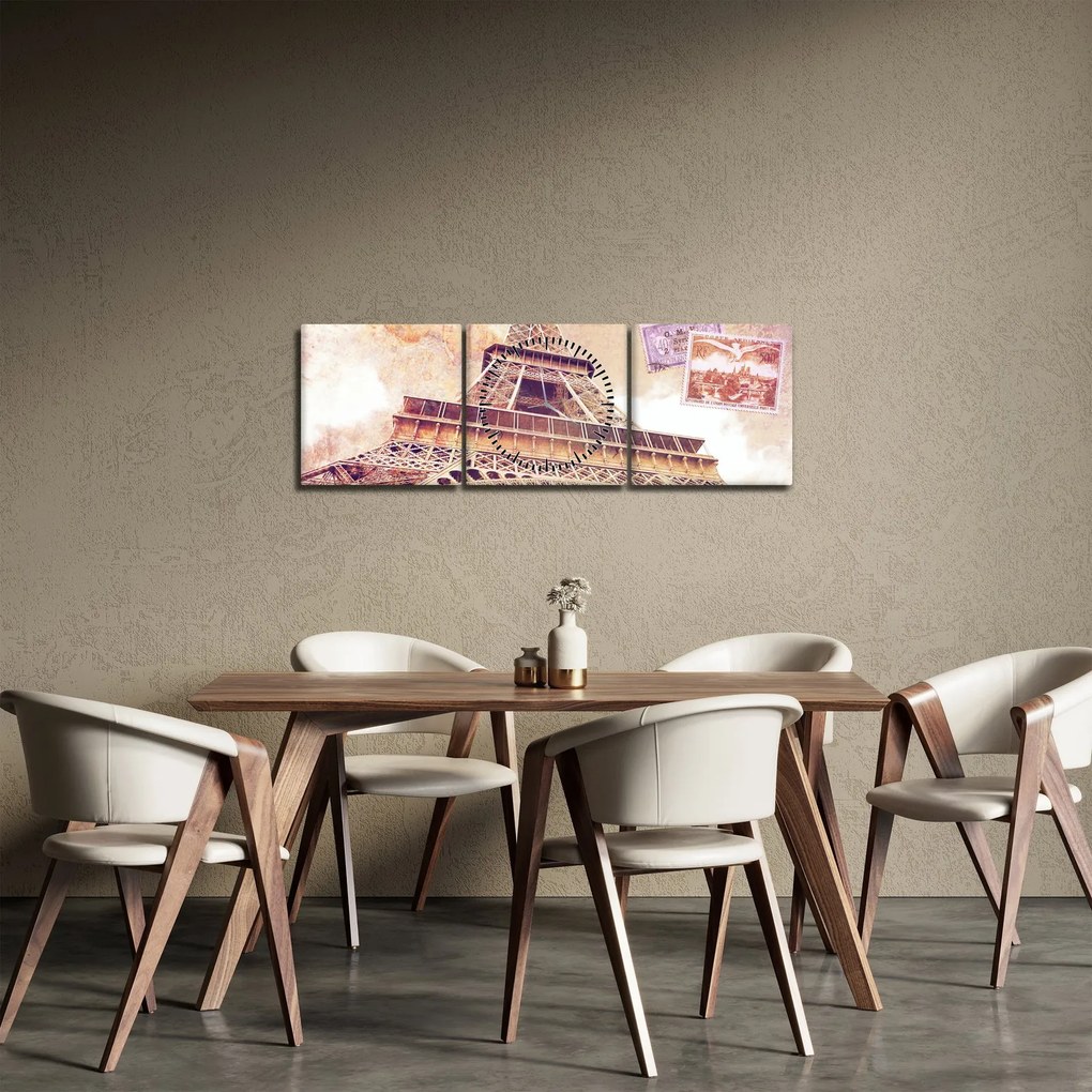 Obraz - Widok z Paryża (z zegarem) (90x30 cm)