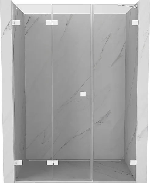 Mexen Lunar-F drzwi prysznicowe składane lewe 130 cm, transparent, białe - 836S-130-050-20-00-L