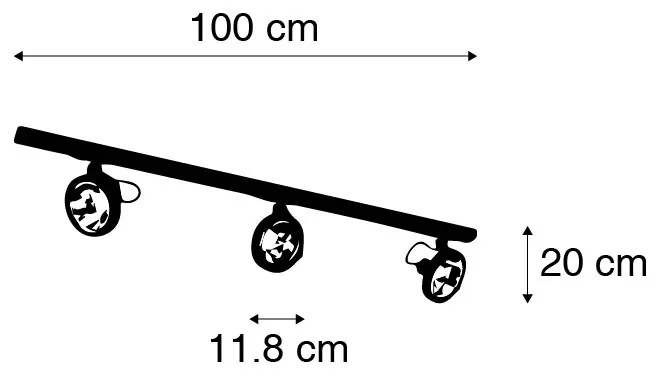 System szynowy z 3 reflektorami czarnymi 1-fazowymi - Go