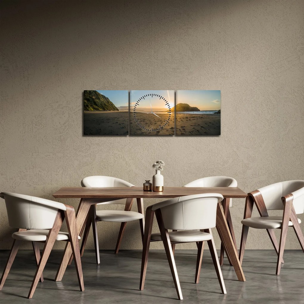 Obraz plaży (z zegarem) (90x30 cm)