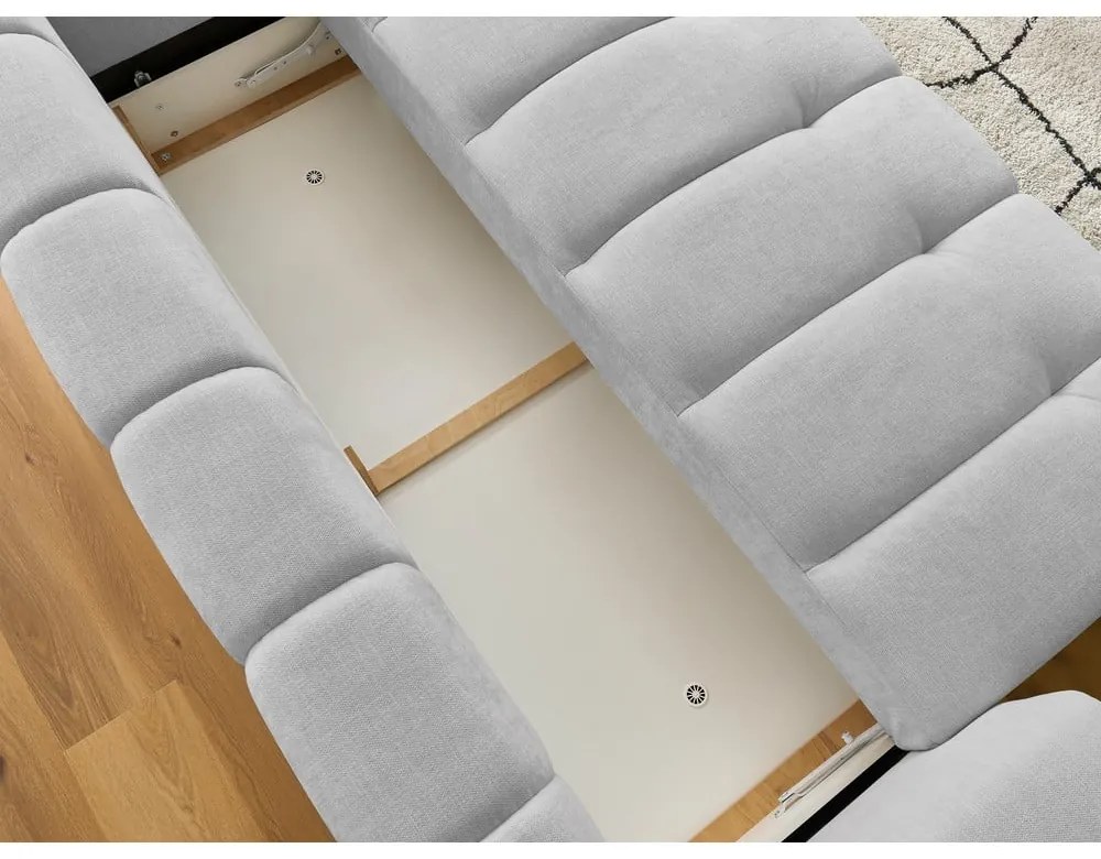 Jasnoszara rozkładana/ze schowkiem sofa 251 cm Fuji – Bobochic Paris