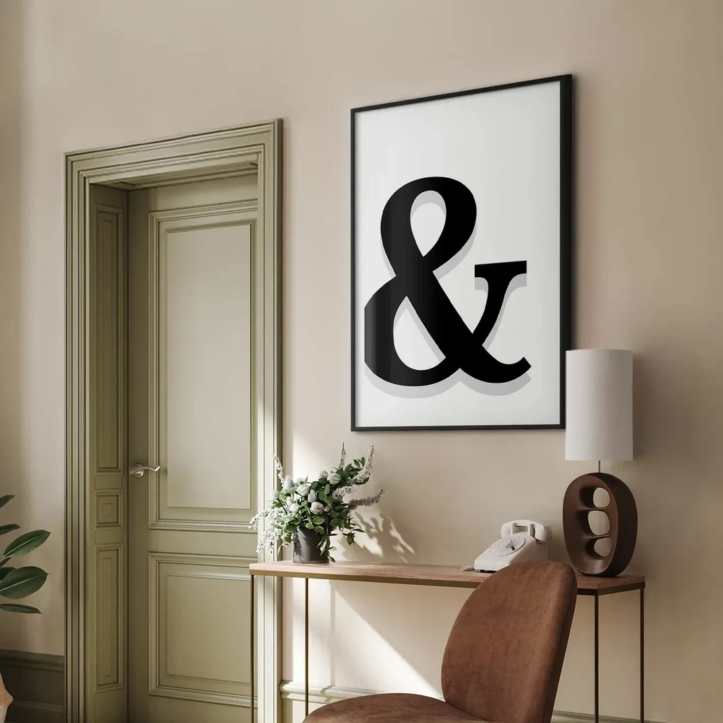 Plakat Ozdobna litera 60x90 cm z ramą czarną z marginesem ARTGEIST B