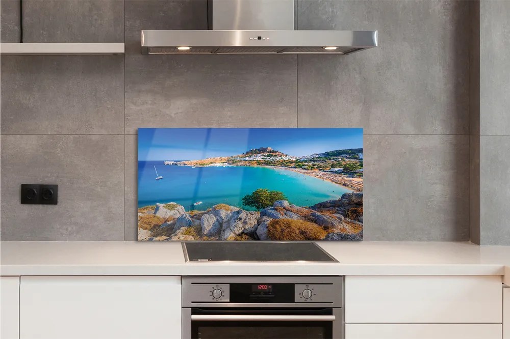 Panel Szklany Panorama Greckiego Wybrzeża