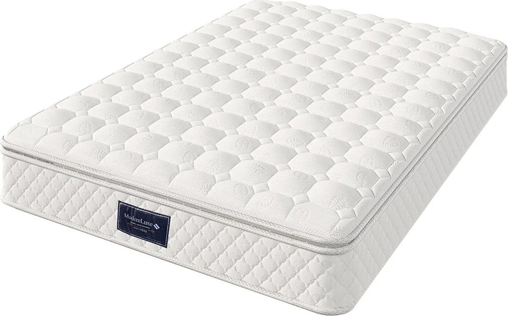 Materac sprężynowy 140x200 cm pianka gr. 25 cm - twardość H3 - pokrowiec pikowany z mikrofibry - Biały