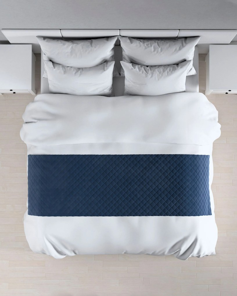 Narzuta hotelowa bieżnik Velvet 60x200cm kolor granatowy tkanina połyskliwa, welwetowa