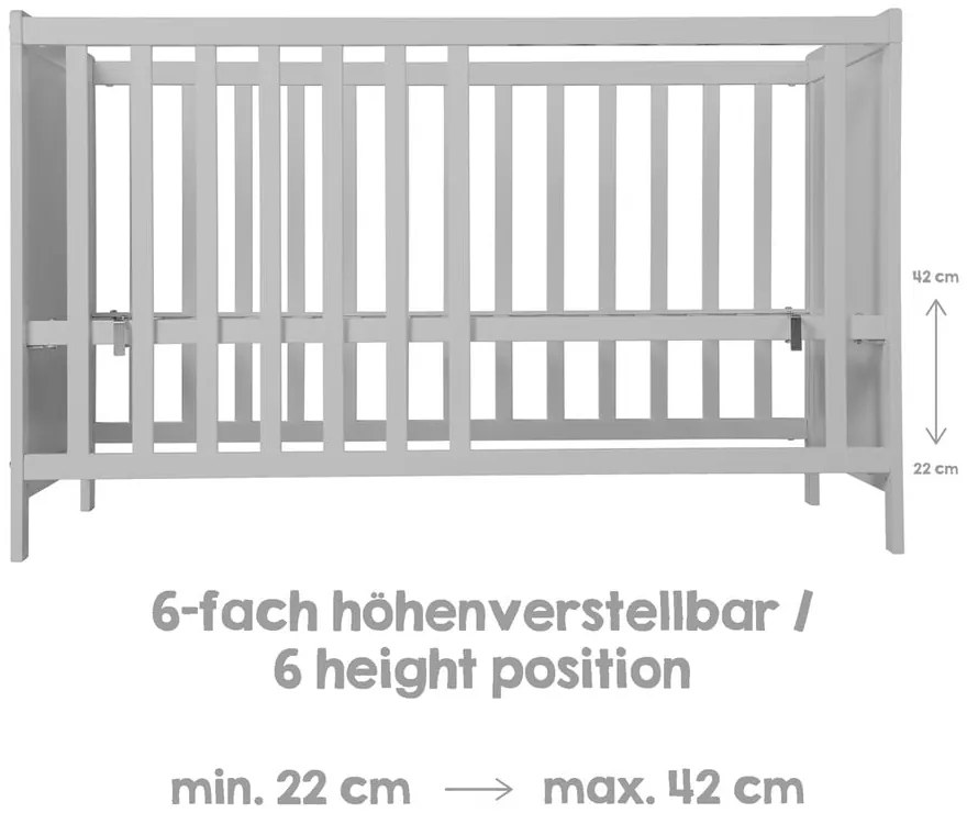 Szare/szarobrązowe łóżeczko 60x120 cm Hamburg – Roba