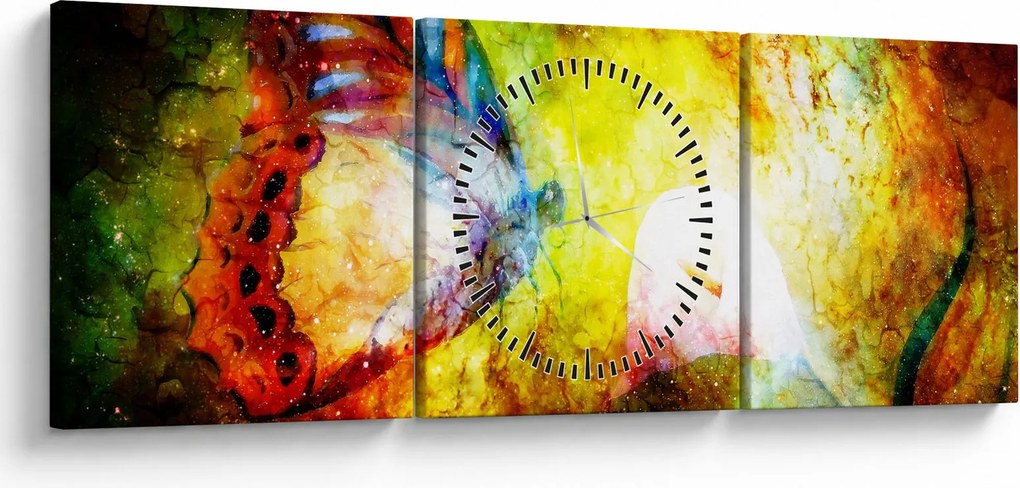 Obraz - Kosmiczny motyl (z zegarem) (90x30 cm)
