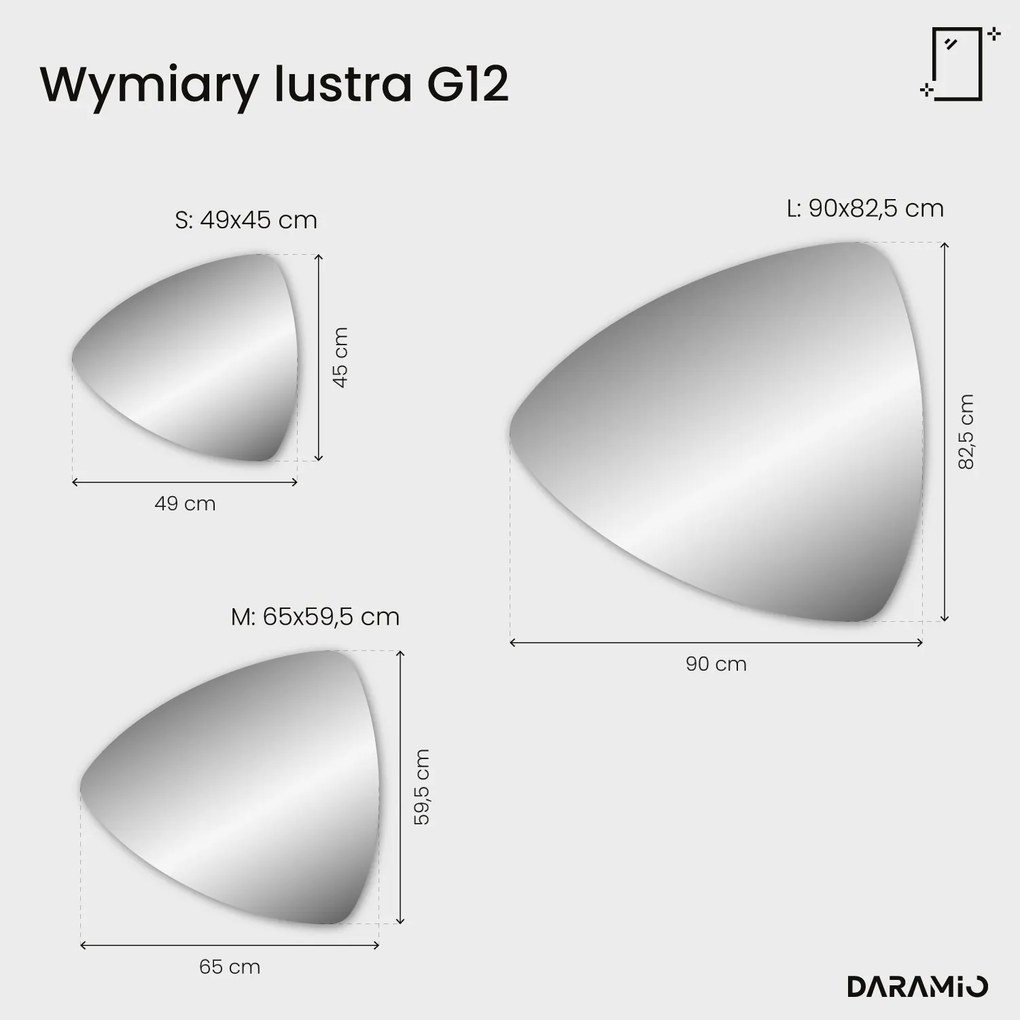Trójkątne lustro łazienkowe LED G12