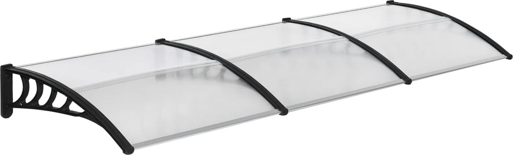Outsunny Zadaszenie nad drzwi/fenster, odporne na warunki pogodowe, transparentne, Aluminium/Poliwęglan, 303x96x27cm, Czarne