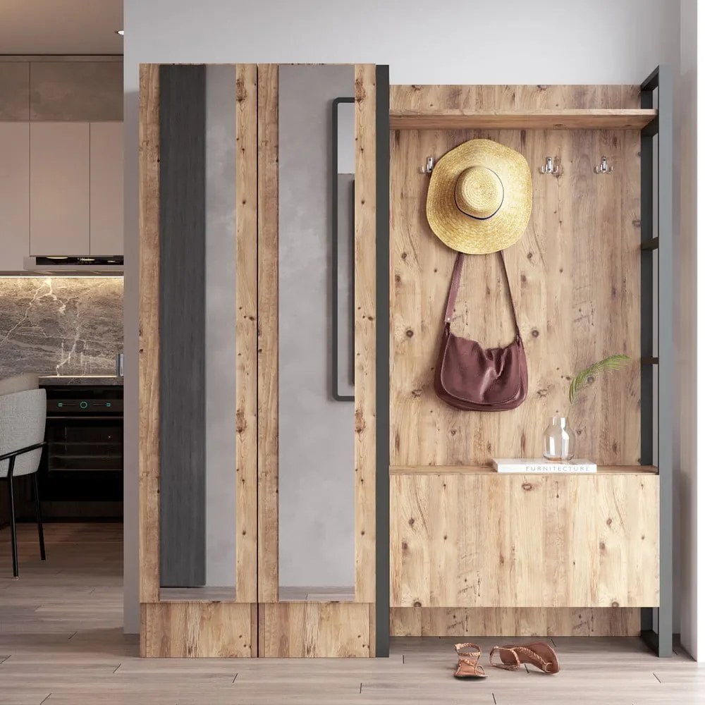 Zestaw do przedpokoju w dekorze sosny Yvette – Kalune Design