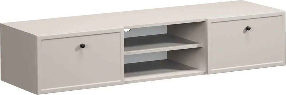 Szafka RTV wisząca Lorini 150 cm z szufladami - kaszmir / czarne uchwyty