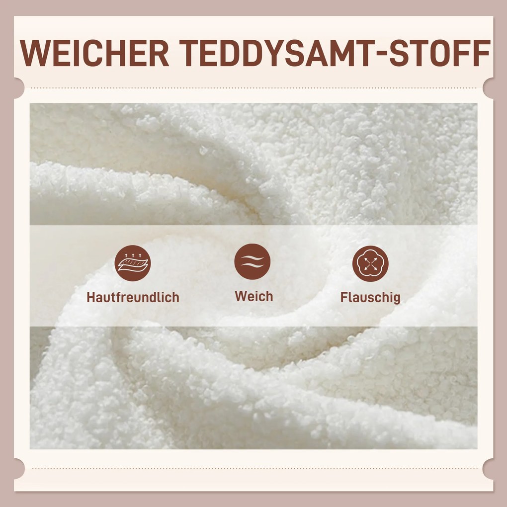 HOMCOM Fotel tapicerowany pikowany w romby, pokrycie z materiału imitującego futro misia, z poduszką dekoracyjną, 88 x 75 x 106 cm, Biały