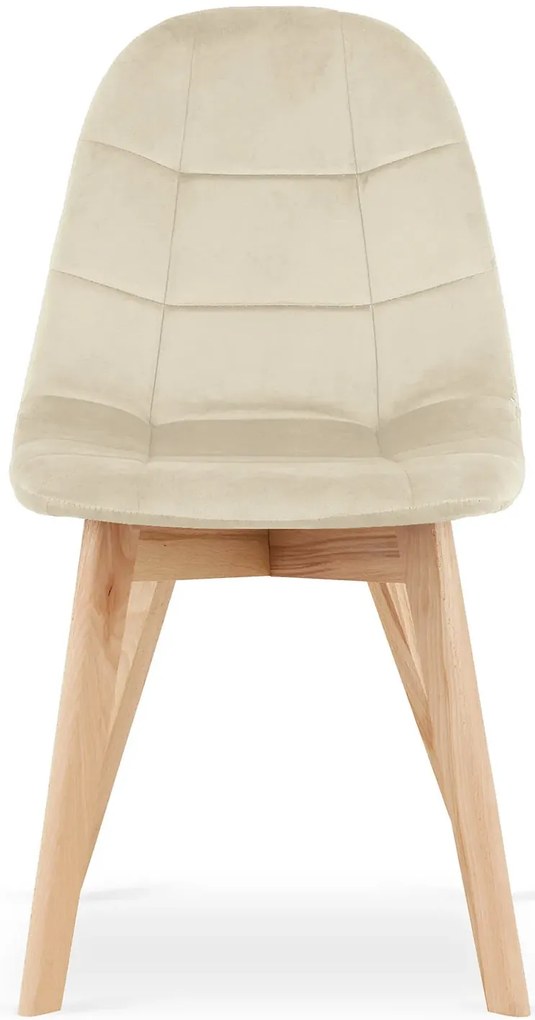 Beżowe pikowane krzesło drewniane welurowe kontenerek W0-D18