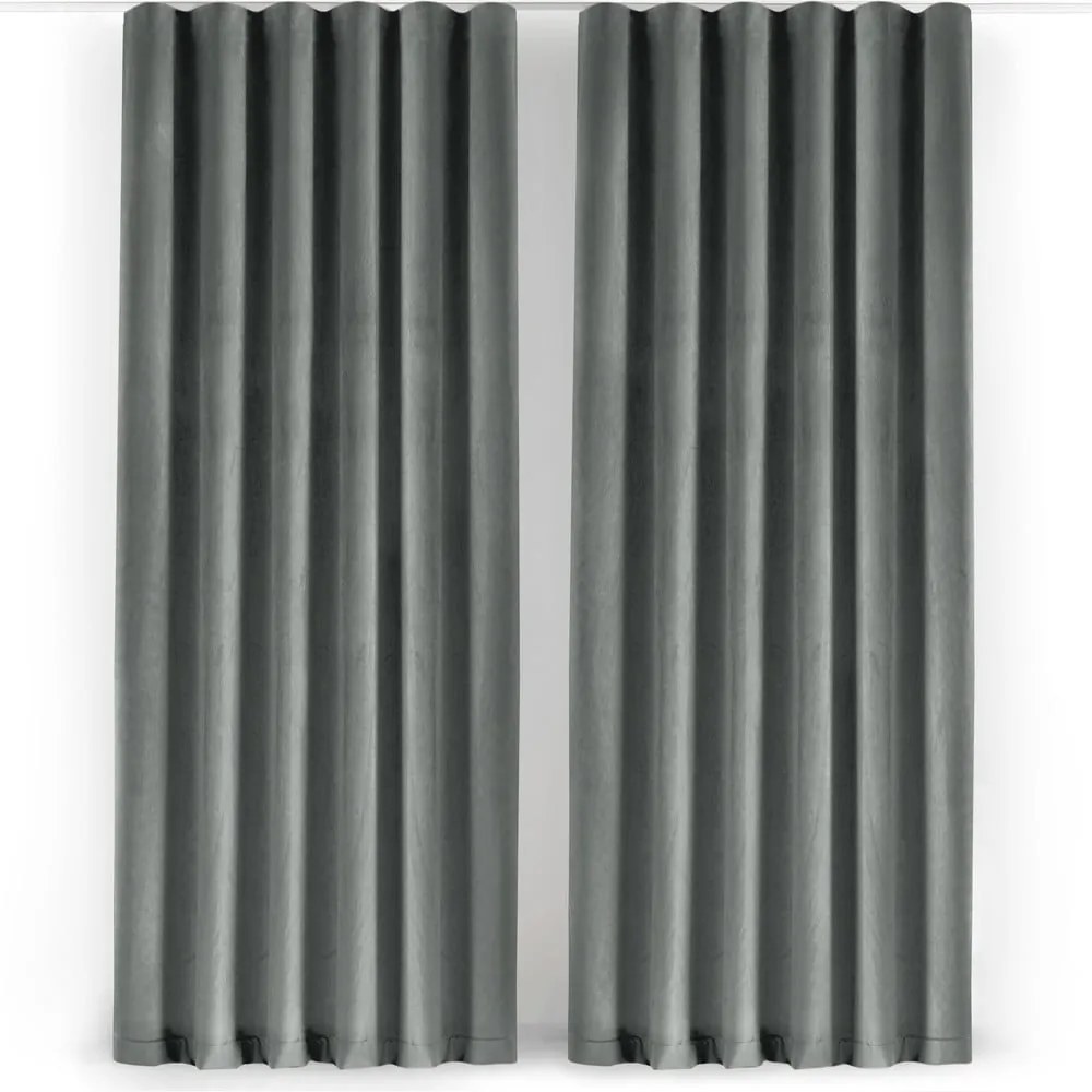 Szara aksamitna zasłona częściowo zaciemniająca (dimout) 400x270 cm Velto – Filumi