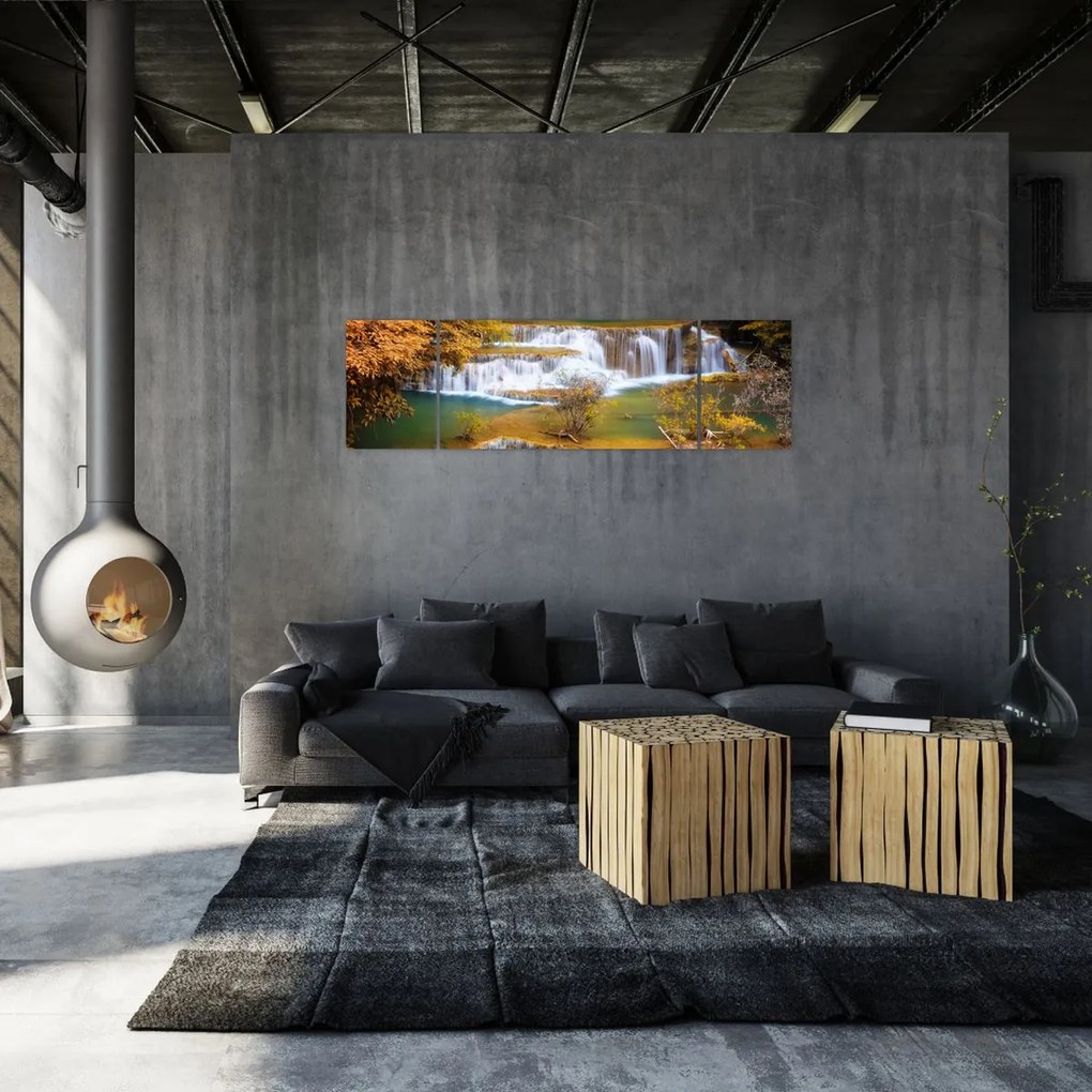 Obraz - Wodospady Huay Mae Khamin, Tajlandia (170x50 cm)