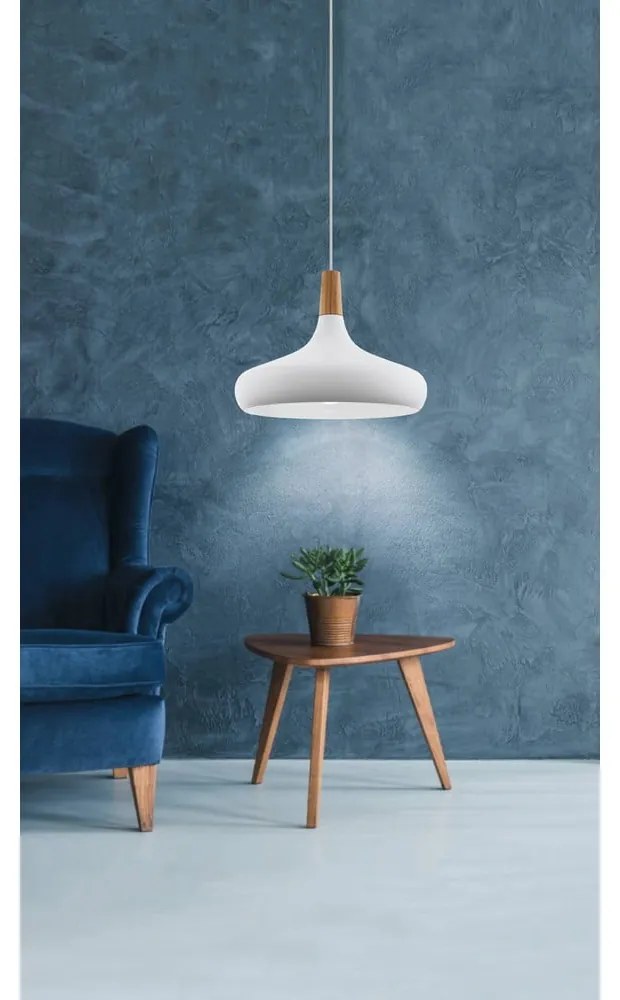 Biała lampa wisząca z metalowym kloszem ø 40 cm SABINAR – EGLO