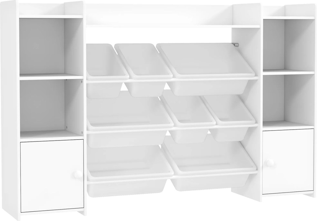 AIYAPLAY Regał dziecięcy na zabawki i książki, do przejrzystego sprzątania, 8 wyjmowanych skrzynek, Biały