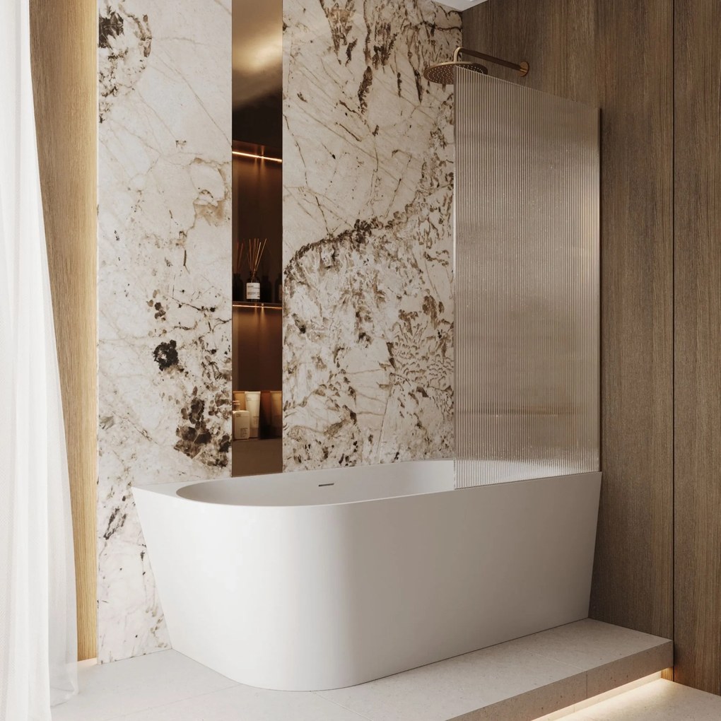 Parawan nawannowy prostokątny ARTE WELLE Classic Clear szkło transparentne ryflowane | Różne rozmiary : Kolor profili kabiny - złoty, Rozmiar - 70x150 cm