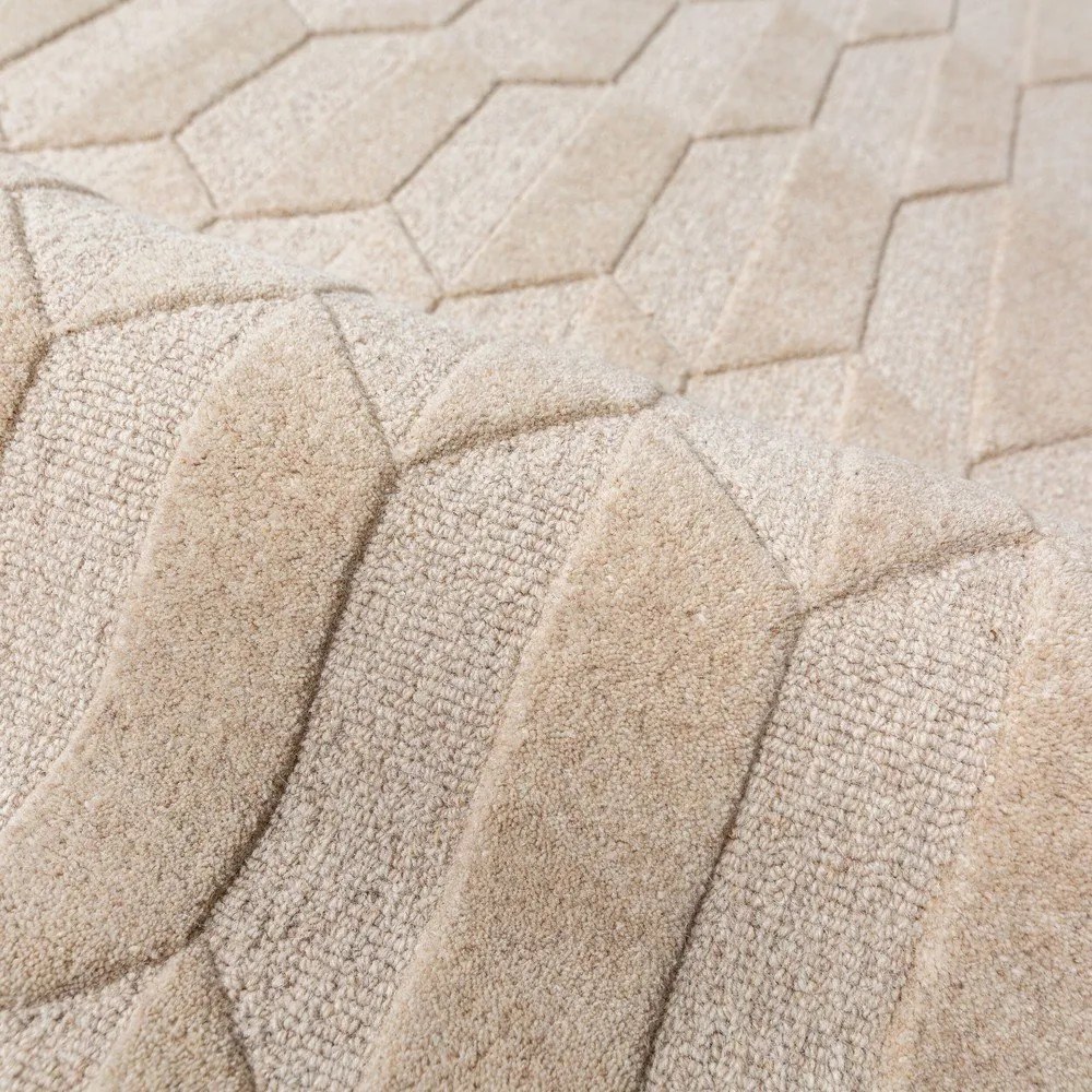 Bordowy/w naturalnym kolorze wełniany dywan tkany ręcznie 200x290 cm Apex Border Wool – Flair Rugs