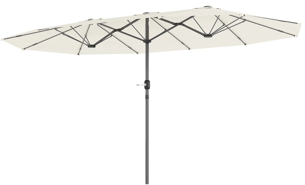 Outsunny Podwójny Parasol 436 x 260 cm, Stal z Ochroną UV z Korbką, Beżowy