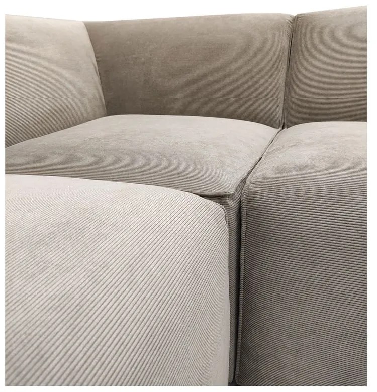Beżowa sztruksowa sofa modułowa w kształcie litery "U" Scandic Sting, prawostronna
