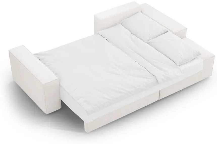 Biały rozkładany narożnik z materiału bouclé (prawostronny) Jodie – Micadoni Home