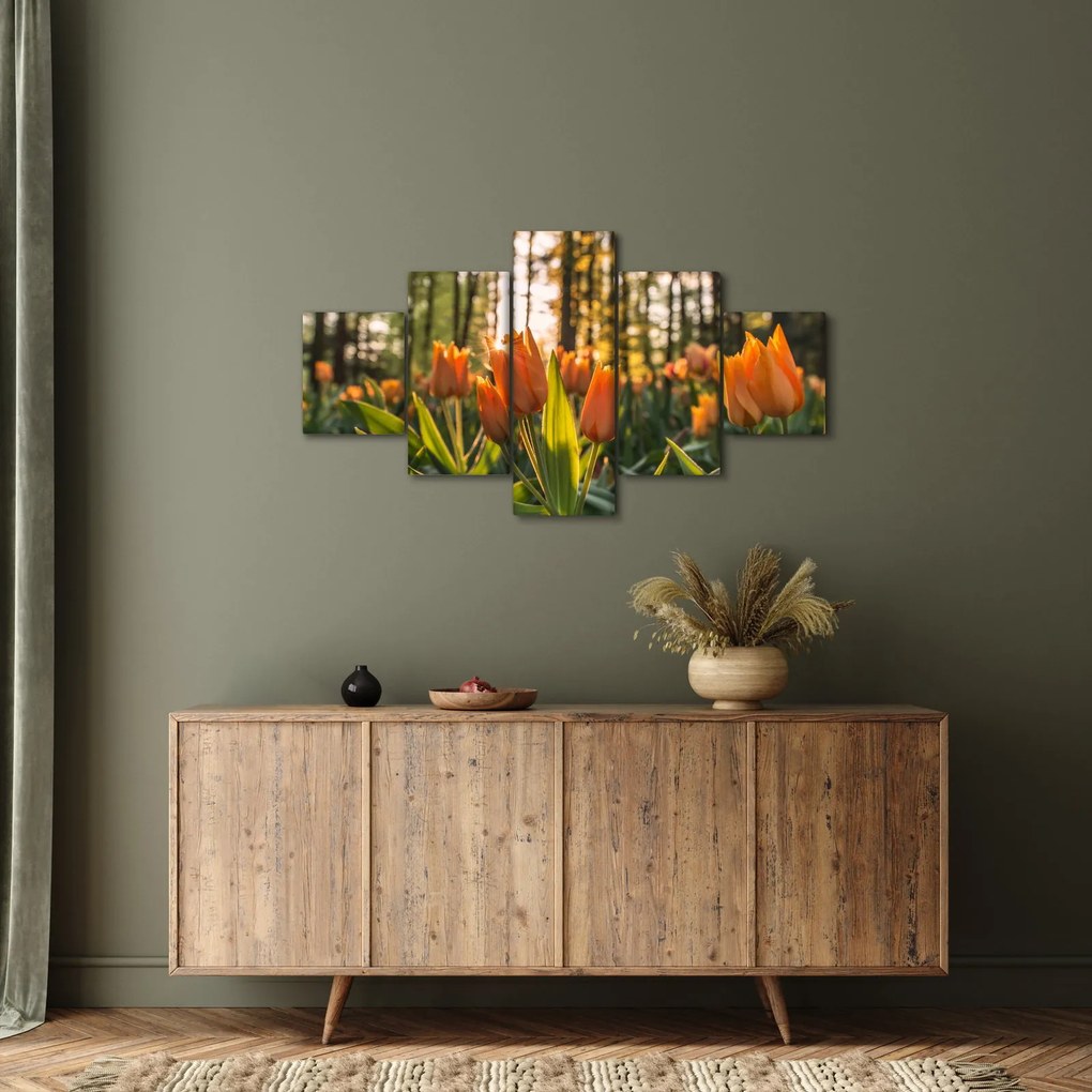 Obraz - pomarańczowe tulipany (125x70 cm)