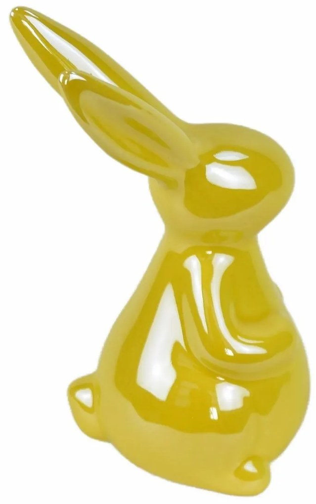 Dekoracje wielkanocne Żółty zajączek, ceramika,8,3 x 14,3 x 6 cm