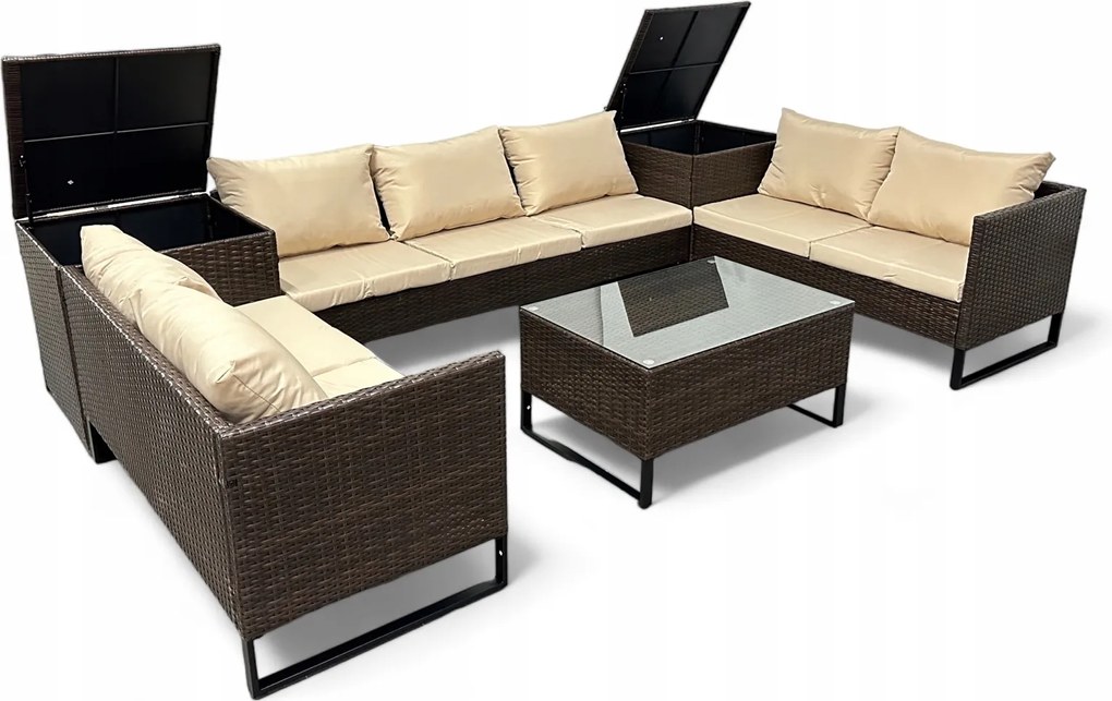 Zestaw mebli ogrodowych technorattan Alicante 063 brąz, poduszki beżowe