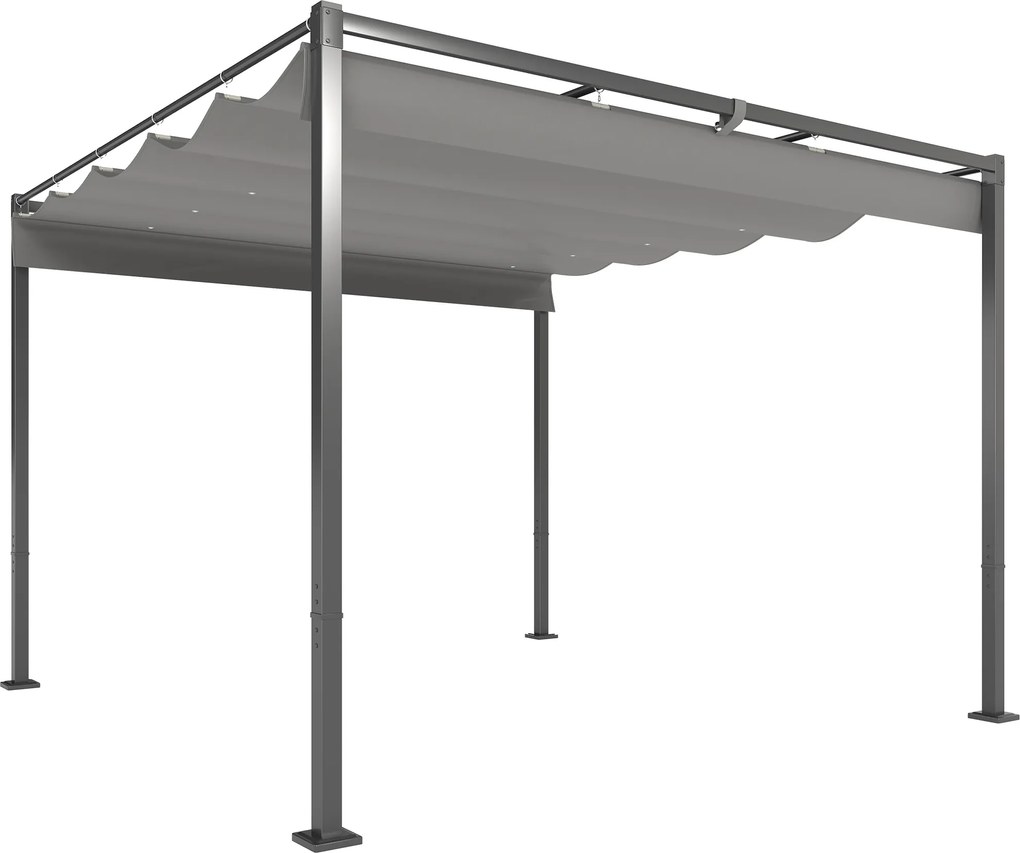Outsunny Pergola ogrodowa 3 x 3 m z chowanym dachem, pawilon, baldachim zapewniający cień, UPF30+, Grau | Aosom PL