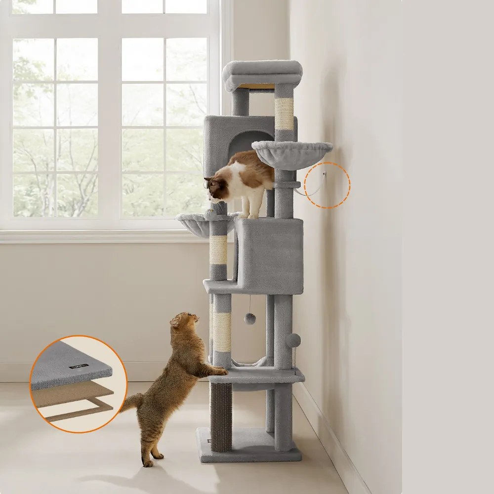 Feandrea Drapak dla kota TRISTAN, 57x45x175 cm, szare