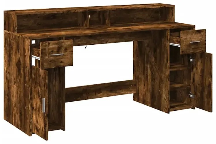 Biurko podświetlane 160 cm przydymiony dąb H1-B38