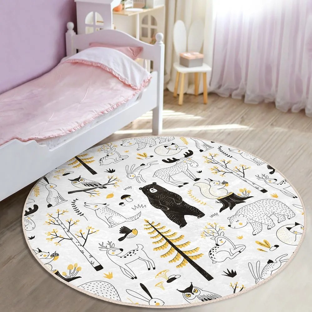 Żółto-biały dywan dziecięcy ø 80 cm Comfort – Mila Home