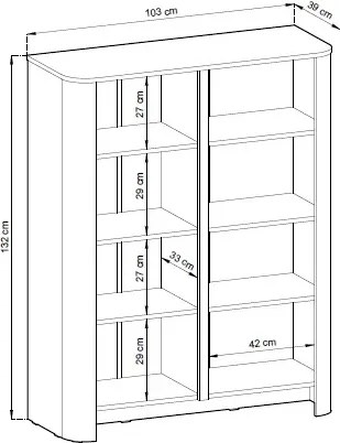 Kaszmirowa komoda z półkam M1-G99
