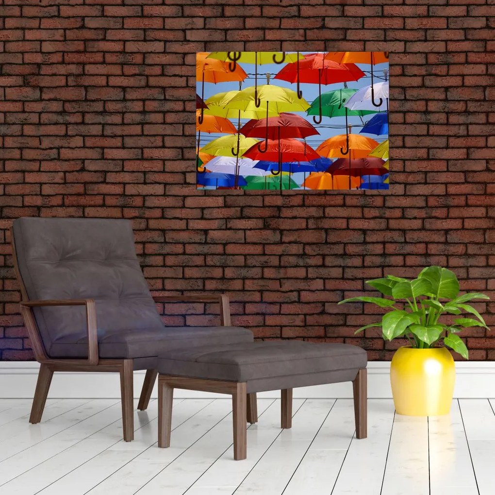 Obraz kolorowych parasoli (70x50 cm)