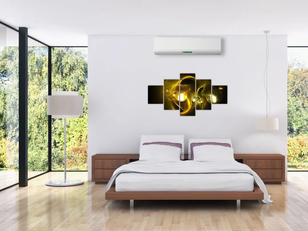 Abstrakcyjny obraz żółtych kul (125x70 cm)