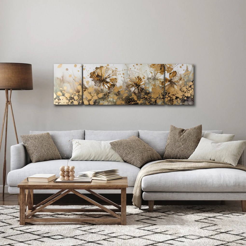 Obraz - Abstrakcyjny kwiatowy obraz (170x50 cm)