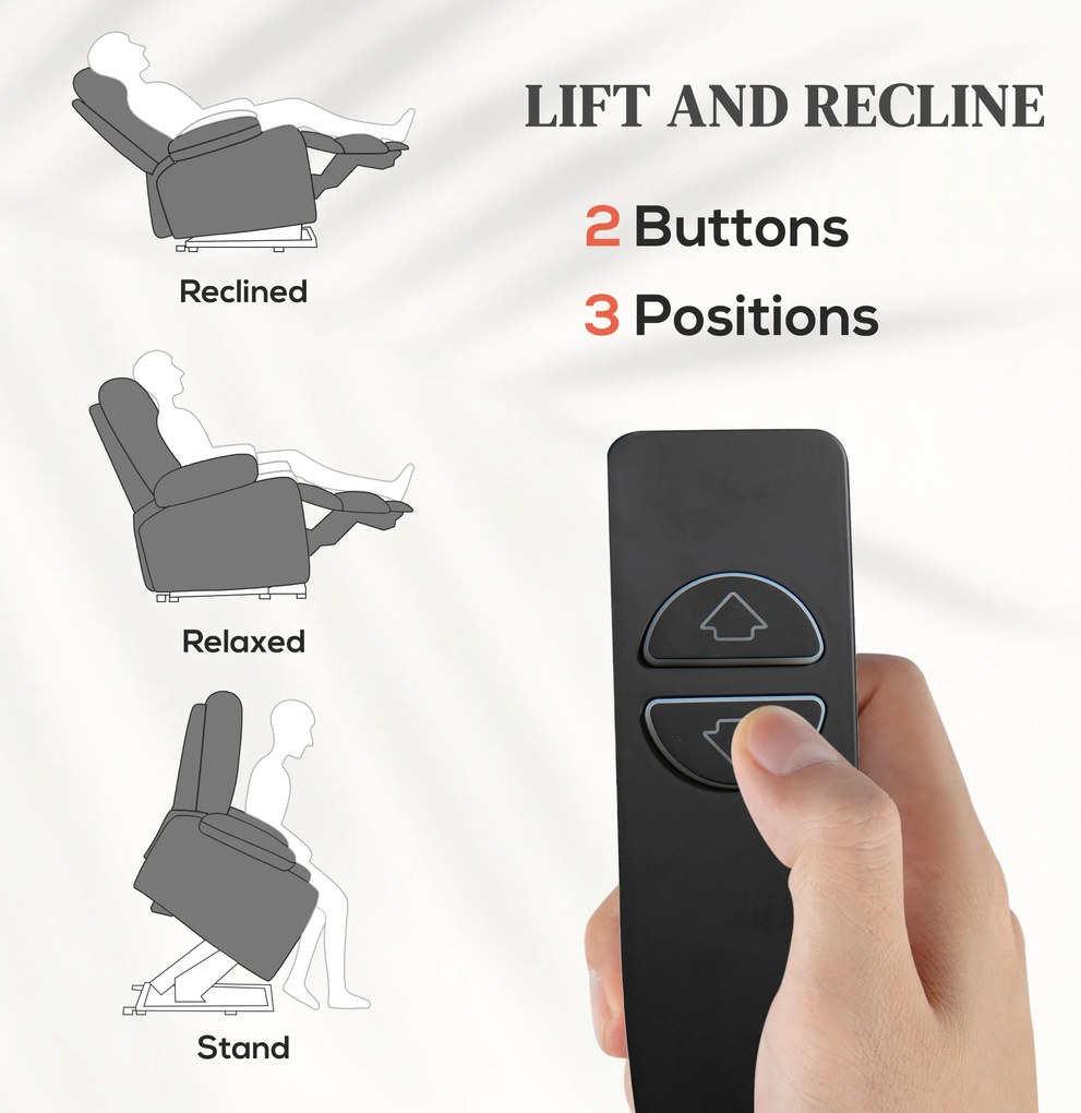 HOMCOM Fotel dla seniora z funkcją leżenia i pilotem szary 144 cm x 91 cm x 88 cm idealny do pomocy przy wstawaniu | Aosom PL