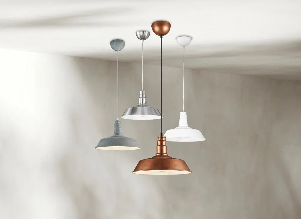 Metalowa lampa wisząca w kolorze matowego srebra z metalowym kloszem ø 36 cm Will – Reality