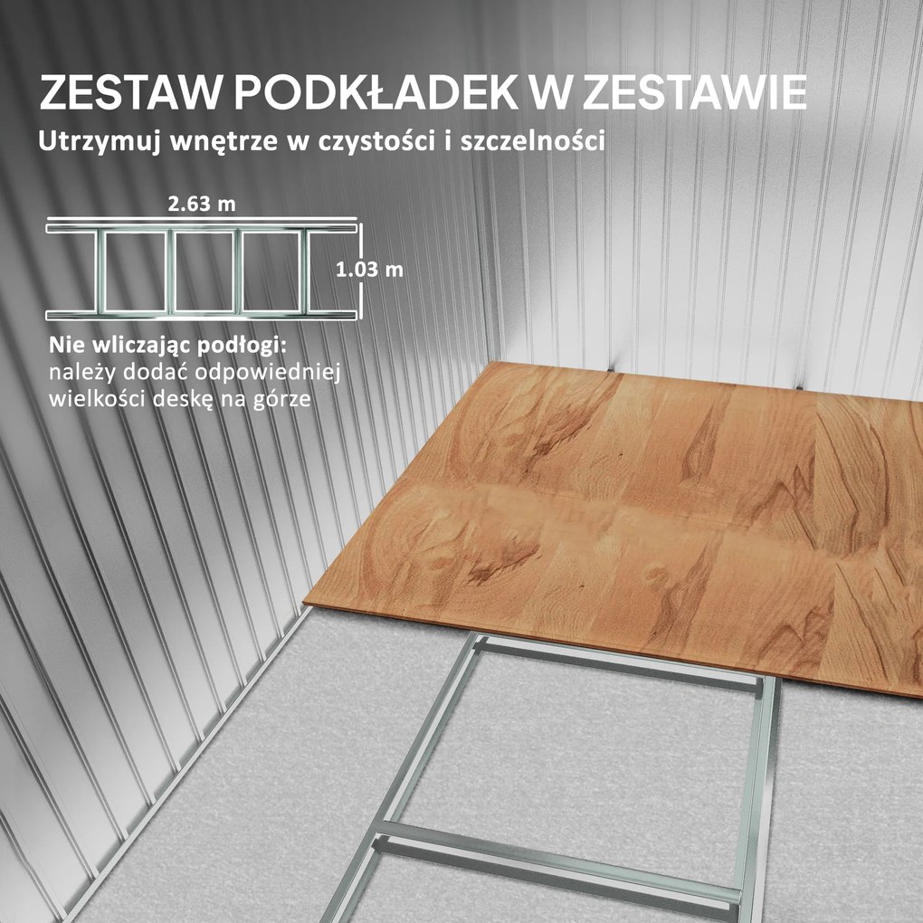 Outsunny metalowy domek narzędziowy z fundamentem żółty szopa ogrodowa 277x195x192 cm trwały i praktyczny | Aosom PL