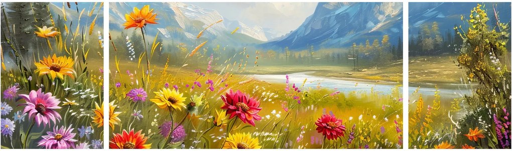 Obraz - Malowany krajobraz (170x50 cm)