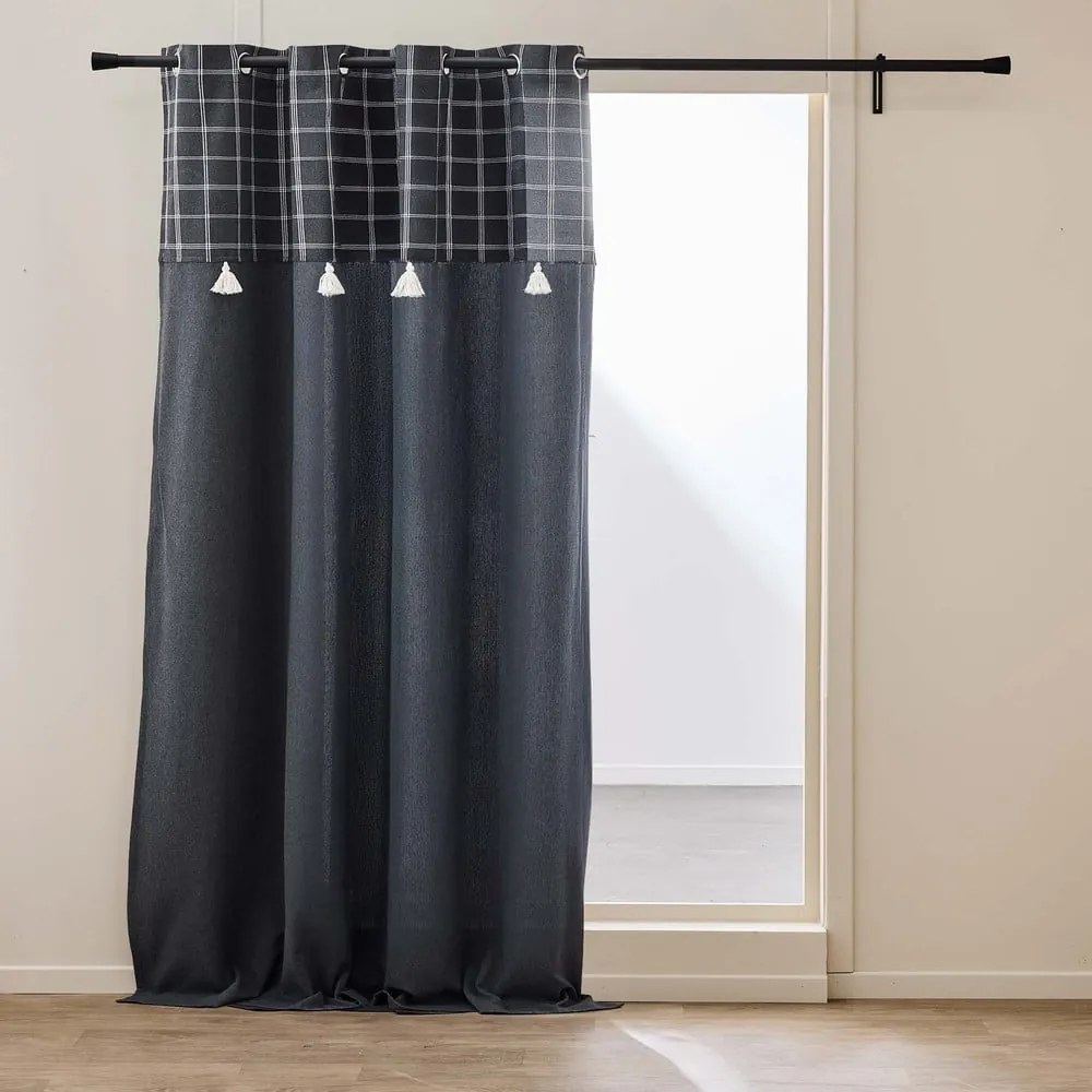 Antracytowa zasłona z mieszanki bawełny 140x240 cm Everest – douceur d'intérieur