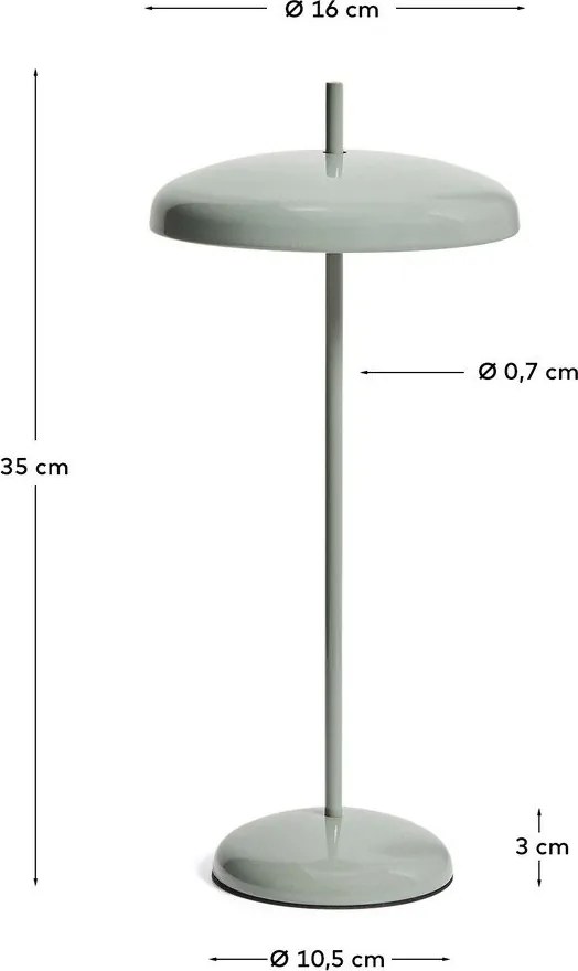 Jasnozielona lampa stołowa LED ze ściemniaczem z metalowym kloszem (wysokość 35 cm) Porte – Kave Home