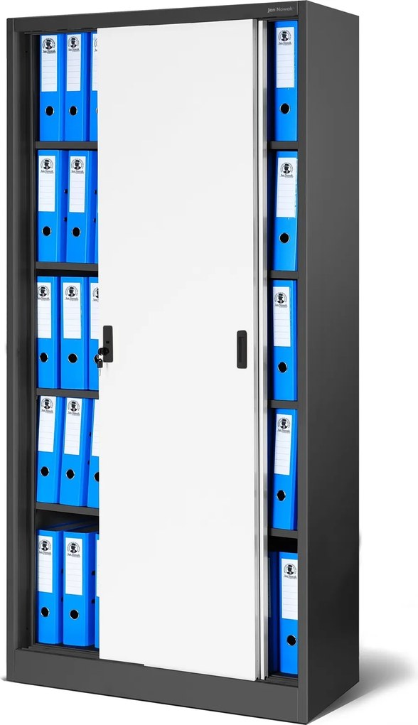 Przesuwna szafa biurowa Kuba 90x40x185 cm antracyt/biały