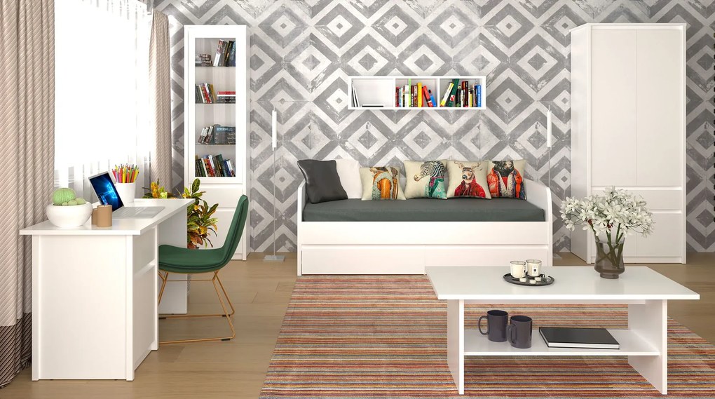 Biała wysoka witryna w stylu skandynawskim F2-S39