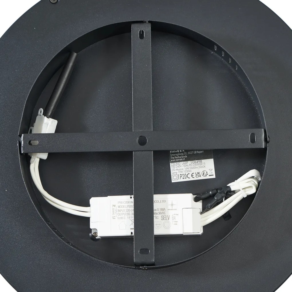 Designerska lampa sufitowa czarna ze złotem 40 cm z 3-stopniowym przełącznikiem LED - Ingo