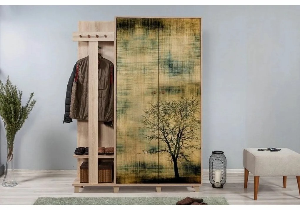 Wieszak z szafką Garmanto Tree Sonoma Oak Double