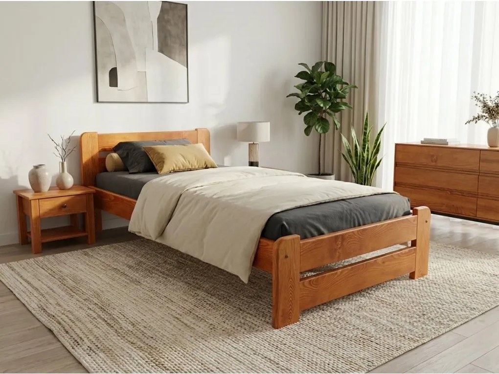 Łóżko Laura 80 x 200, olcha Stelaż: Bez stelaża, Materac: Bez materaca