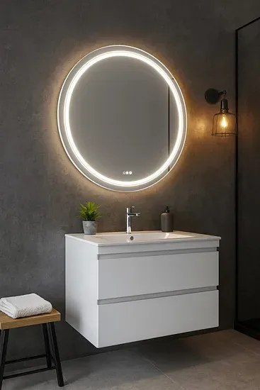 Nowoczesne okrągłe lustro z oświetleniem LED  H1-Z74
