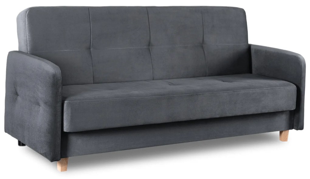Sofa z Funkcją Spania CUBA Rozkładana Wersalka Dwuosobowa Szara Nowoczesna do Salonu